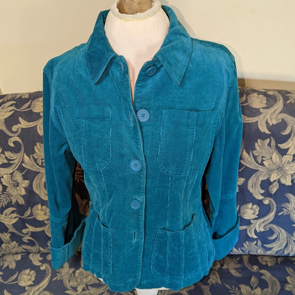 Carbon Denim Project Turquoise Corduroy Jacket